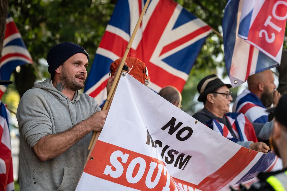 Protestors outside the Highfield House Hotel