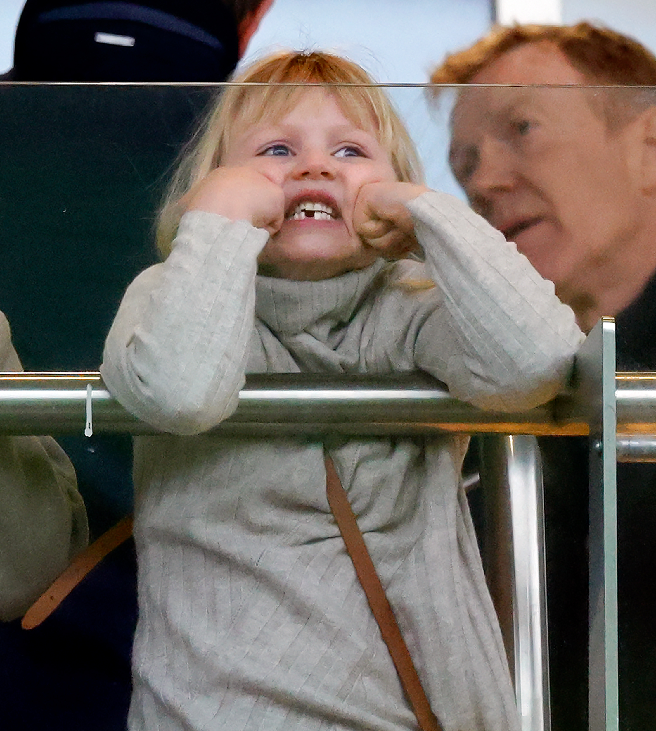 Lena Tindall watches the racing as she attends the New Year's Day Racing Meet at Cheltenham Racecourse on January 1, 2025