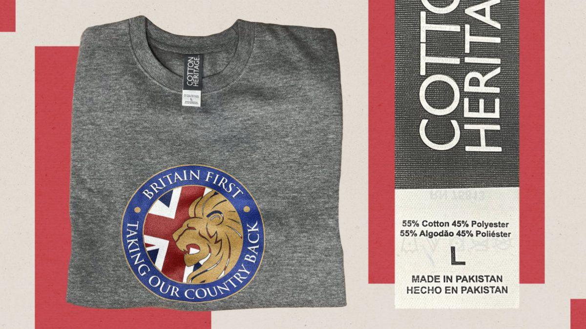 UK nationalist parties sell patriotic merchandise made in... Pakistan and China