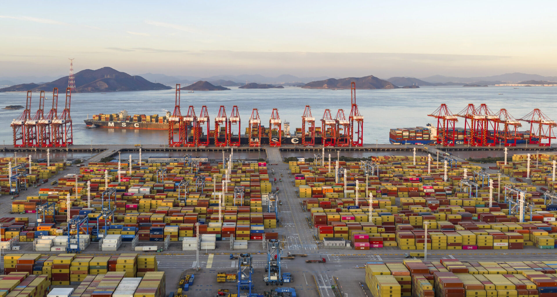 Photo of the container terminal at the Ningbo-Zhoushan Port.