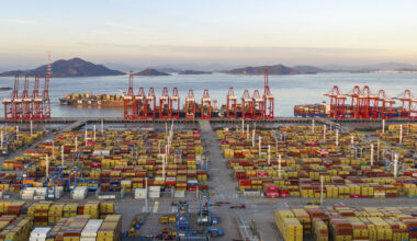 Photo of the container terminal at the Ningbo-Zhoushan Port.