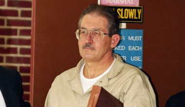 Aldrich Ames leaves court after pleading guilty in 1994. Pic: AP