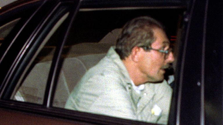 Accused CIA spy Aldrich Ames is driven from court after his arrest. Pic: Reuters