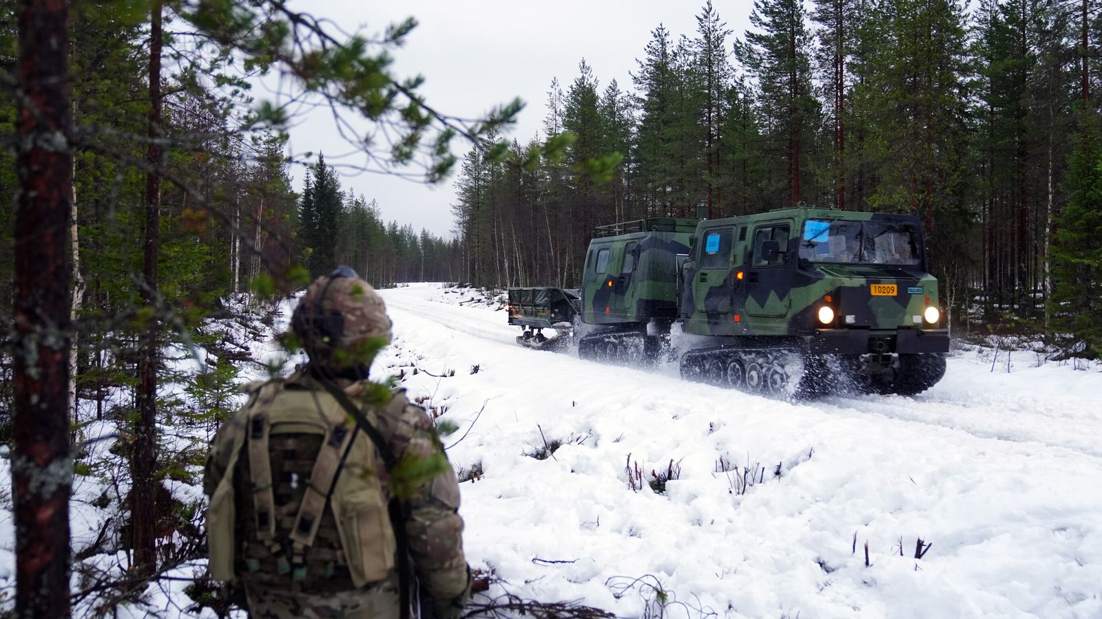 British soldiers train during a major exercise in the north of Finland in December