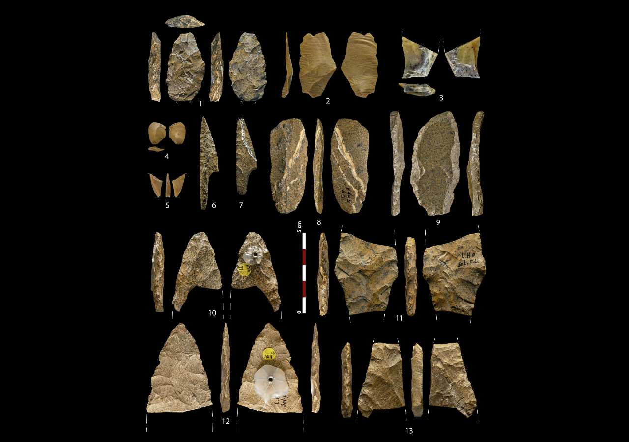 Solutrean tools from Peña Capón classified as lithotype 5.