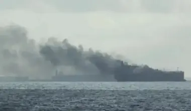 Picture reportedly shows the Elbus oil tanker Elbus (formerly Euroleader) hit by a suspected drone in the Black Sea on Jan. 8, 2026. (Photo via East2West)