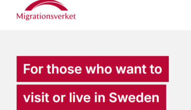 Screenshot of the homepage of Sweden's Migration Agency Migrationsverket