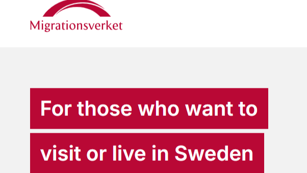 Screenshot of the homepage of Sweden's Migration Agency Migrationsverket
