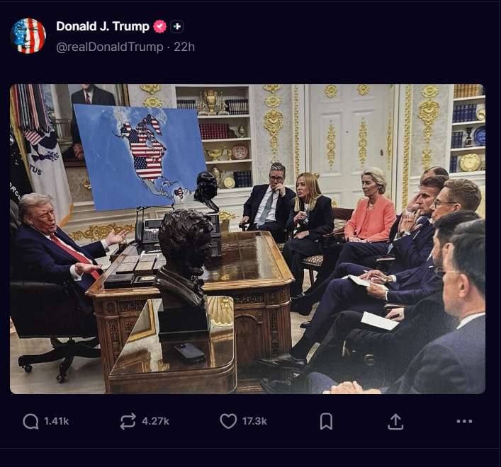 Trump shares altered picture of North America