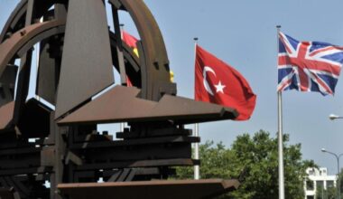 A Turkish and a United Kingdom flags are pictured at the NATO Headquarters in Brussels, Belgium on June 26, 2012. (AFP Photo)