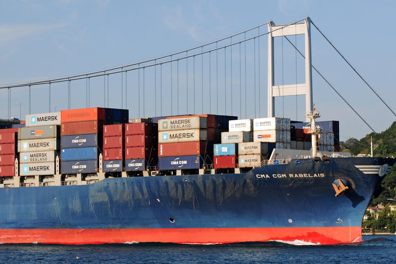 Photo shows a view of a cargo ship passing through the Bosphorus in Istanbul, Türkiye, accessed on Jan. 17, 2026. (Adobe Stock Photo)