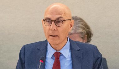 Volker Türk, Hoher Kommissar der Vereinten Nationen für Menschenrechte, spricht bei der 59. Sitzung des UN-Menschenrechtsrats in Genf.