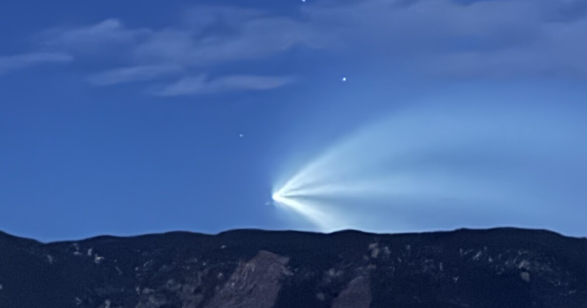 Space X Falcon 9 rocket seen across the southern Colorado sky Friday evening