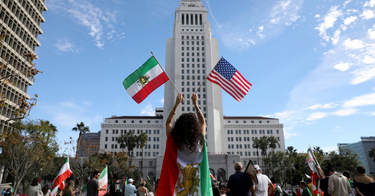 Photos: Iranian protest in downtown Los Angeles