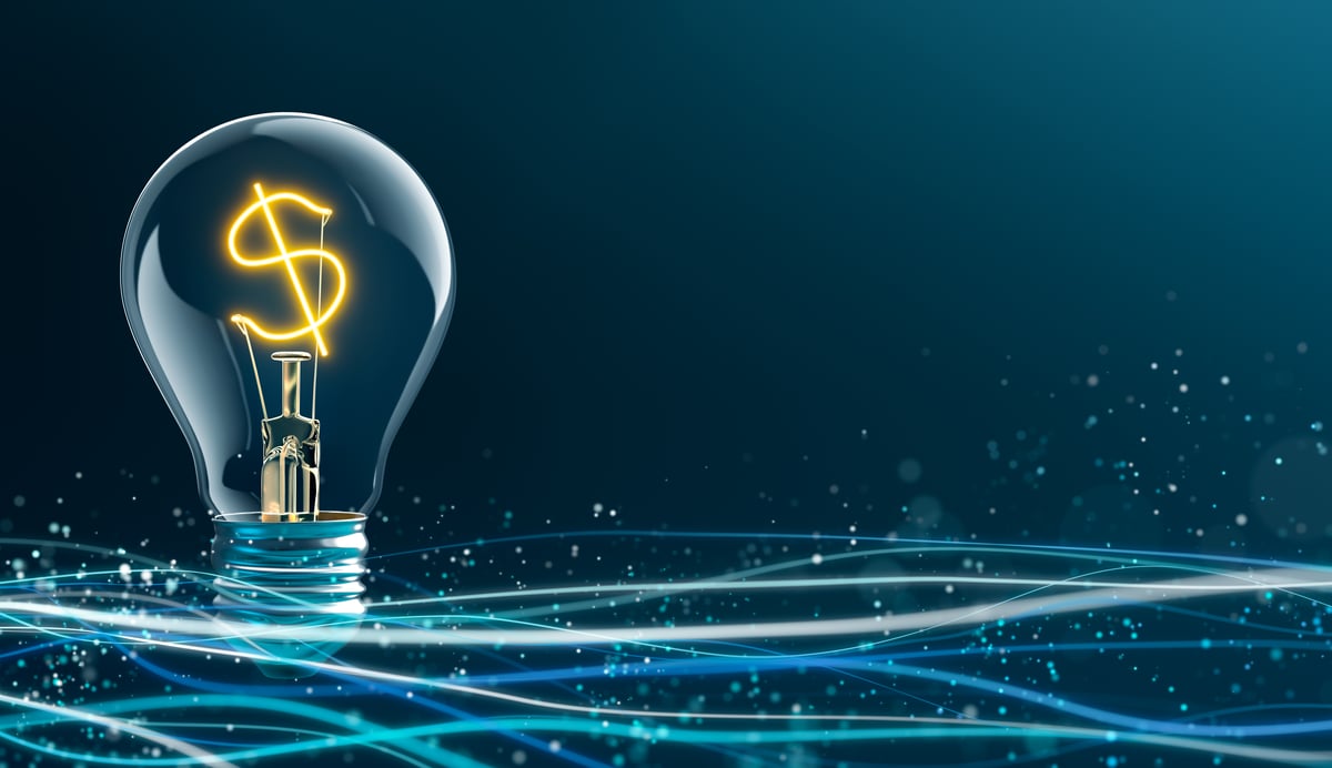 A dollar sign in a lightbulb.