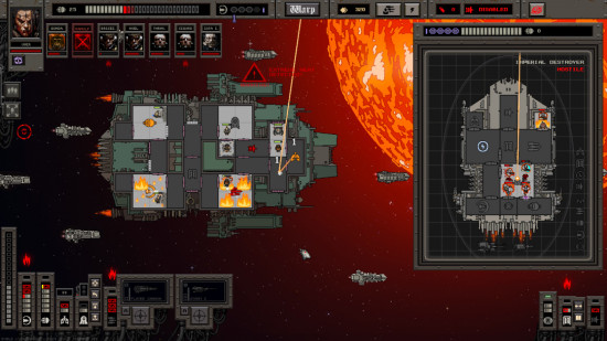 A ship under attack in the videogame Void War