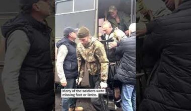 In rare footage filmed by The Washington Post, wounded Russian soldiers are seen disembarking from a bus on Nov. 20 in Olkhovatka, Russia – Scenes like this one remain invisible to most Russians, erased by state propaganda and glossy government projects supporting returning veterans