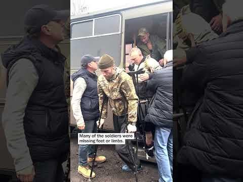 In rare footage filmed by The Washington Post, wounded Russian soldiers are seen disembarking from a bus on Nov. 20 in Olkhovatka, Russia – Scenes like this one remain invisible to most Russians, erased by state propaganda and glossy government projects supporting returning veterans