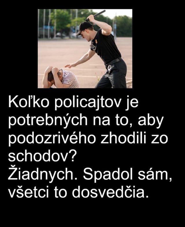 Prečo máme v našej krajine iba tie vtipy o policajtoch, ktorí robia z policajtov neškodných, nevinných a hlúpych ľudí? Tu je pár vtipov o policajtoch ktoré dávajú väčší zmysel...