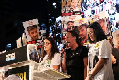 Lishay Miran-Lavi speaking at a protest calling for the immediate release of the hostages in May. Credit: Tomer Appelbaum Lishay Miran-Lavi speaking at a protest calling for the immediate release of the hostages in May.
