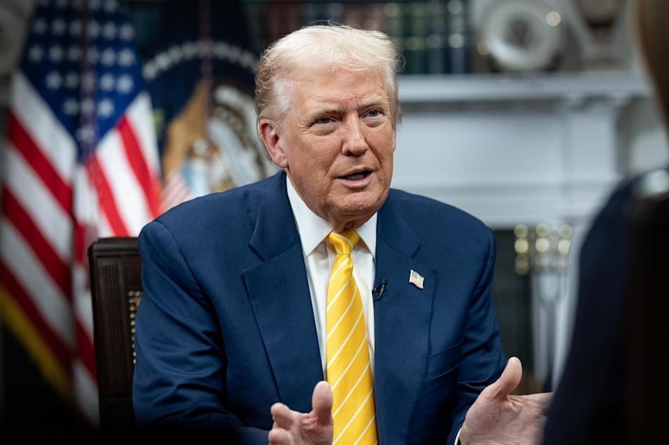 Donald Trump conducting a sit down interview with Bev Turner of GB News.