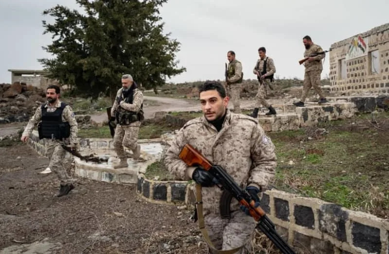 Volunteers of the National Guard participate in a simulation training on January 22, 2026 in Sweida, Syria. (credit: Elke Scholiers/Getty Images)