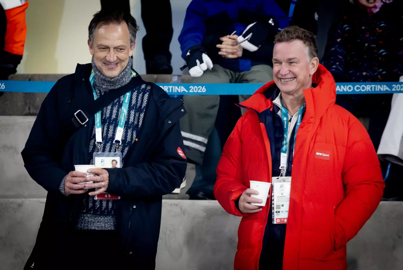 HYGGELIG KVELD: Jan Petter Saltvedt koste seg på hopprennet sammen med Espen Olsen Langfeldt. Foto: Bjørn Langsem / Dagbladet