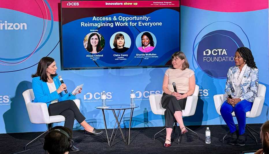 Claire at CES presenting in panel for "Access & Opportunity: Reimagining Work for Everyone"