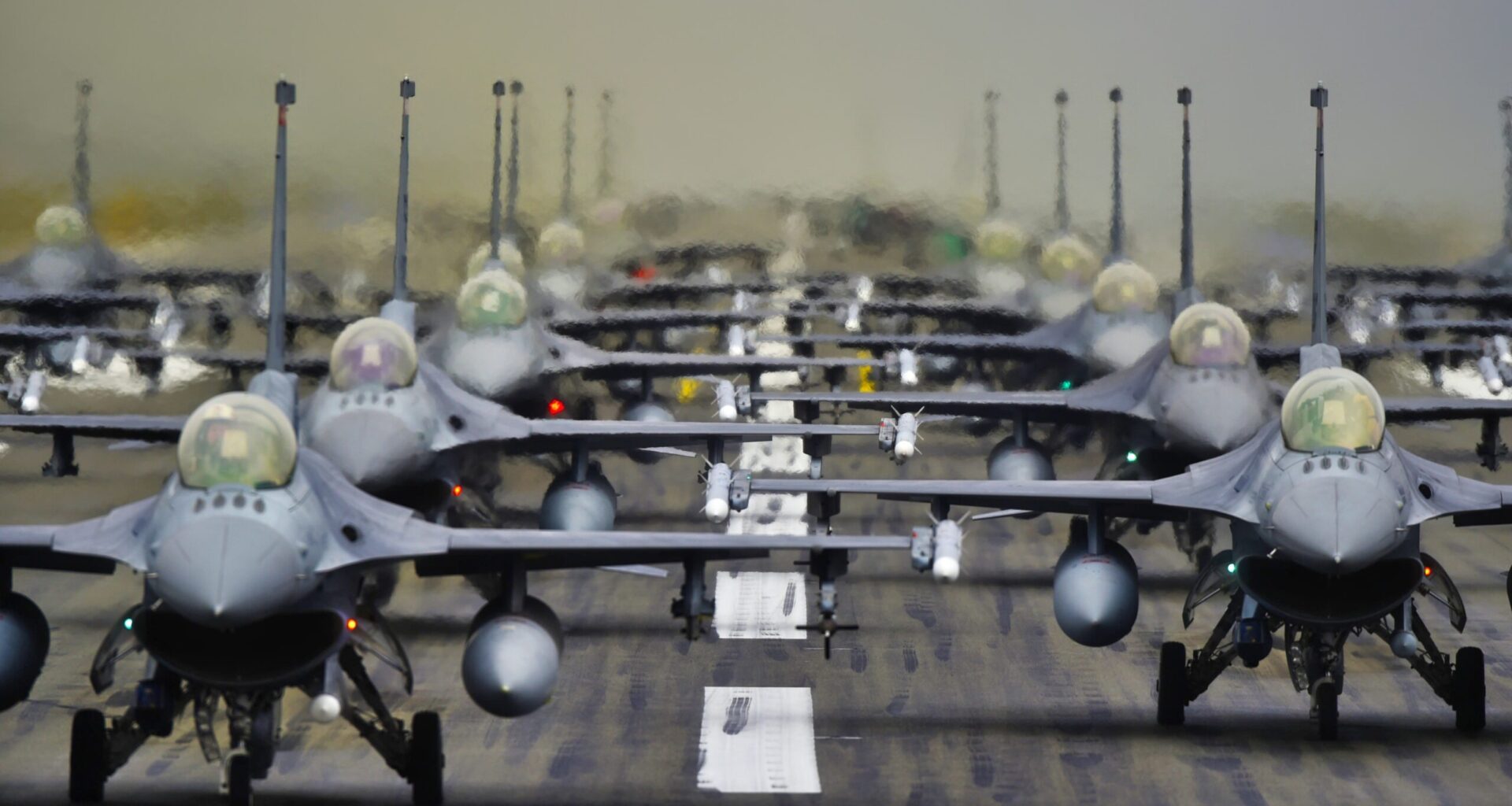 F-16 Fighter in a Elephant Walk