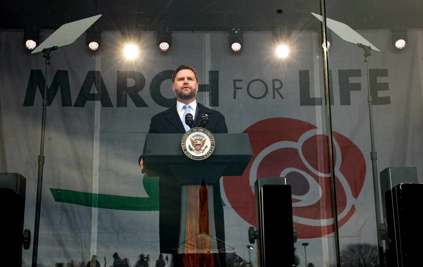 Vice President JD Vance delivers remarks during the annual March for Life rally on Jan. 23, the same day the Trump administration announced an expansion of the “Mexico City” policy.