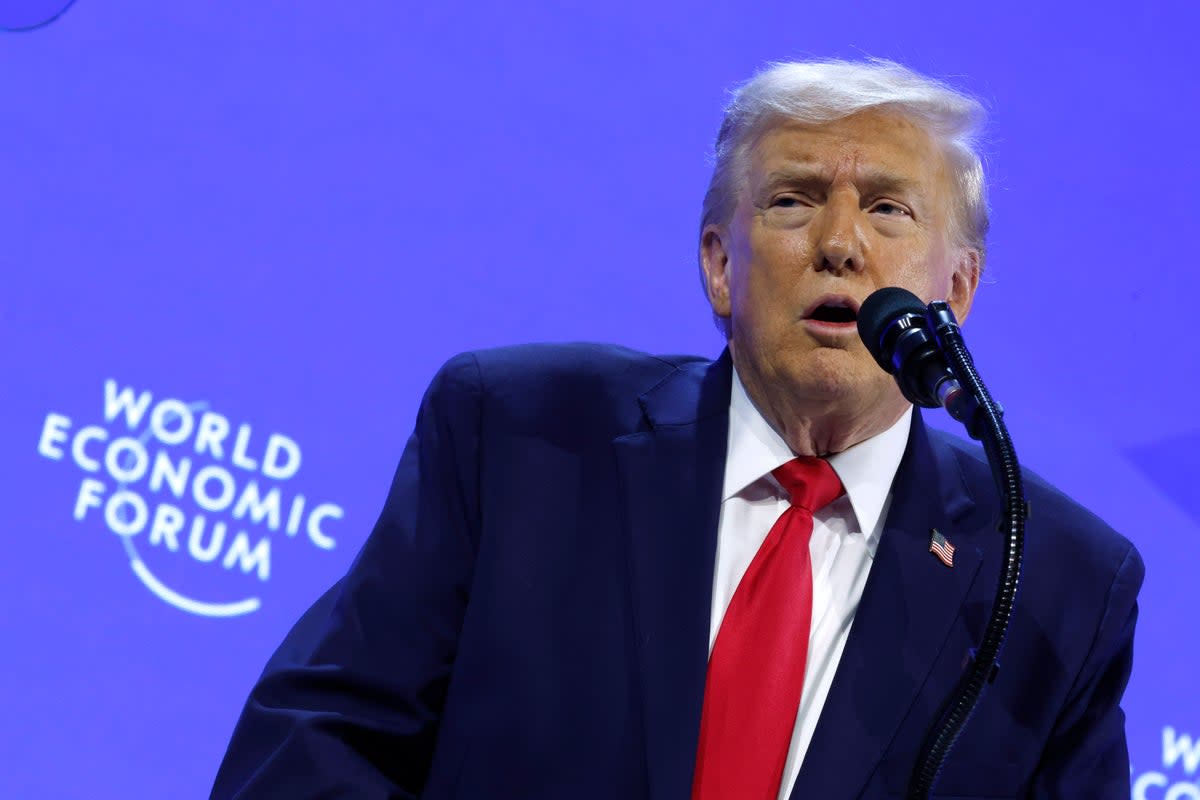 Donald Trump walked back his threat to invade Greenland during a speech to the World Economic Forum in Davos (Chip Somodevilla/Getty Images)