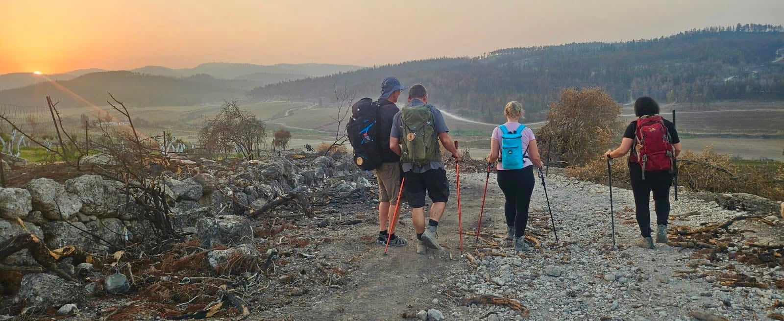 Members of a group walk the Way to Jerusalem's fourth stretch, from Latrun to Abu Ghosh, November 6, 2025. (Avi Friedman)