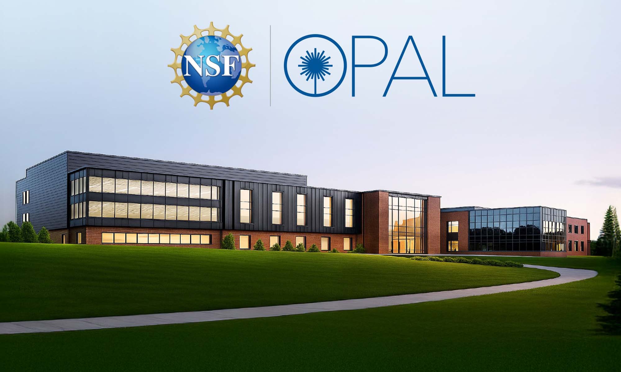 Illustration depicting the NSF OPAL laser facility along with the NSF OPAL logo.