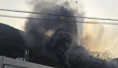 The site of fire and forest fire at the factory in Jinseong-myeon, Jinju-si [News1]