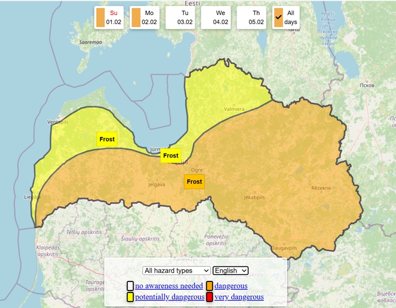Weather warning February 1st, 2026