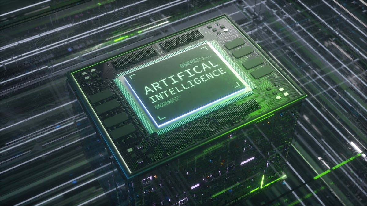 A chip that says "artificial intelligence."