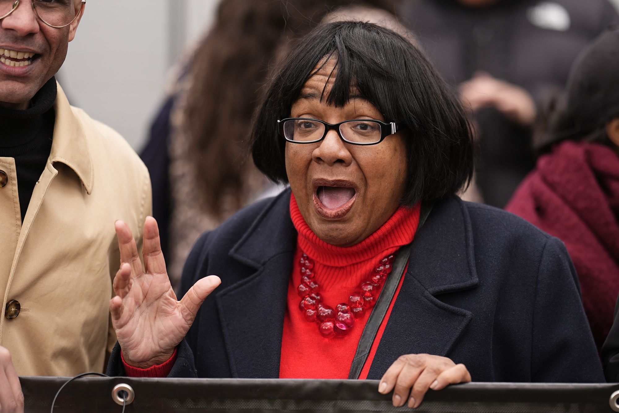 Diane Abbott joins people taking part in a Together Alliance march, through central London