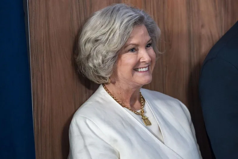Wiles smiles before President Donald Trump signs an executive order establishing a White House task force for the 2028 Los Angeles Olympic and Paralympic Games in the South Court Auditorium in the Eisenhower Executive Office Building in Washington, D.C., on August 5. File Photo by Bonnie Cash/UPI