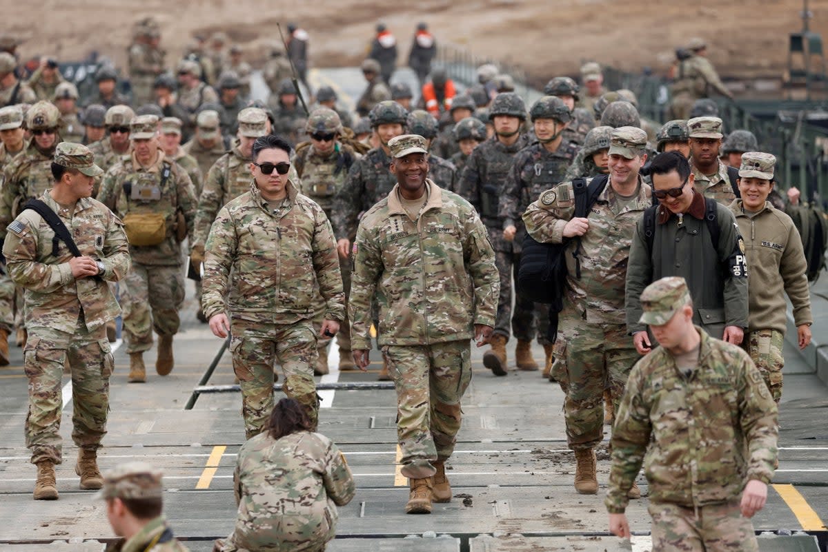 U.S. and South Korean forces participate in river-crossing exercise as part of annual Freedom Shield military drills, in Yeoncheon (REUTERS)