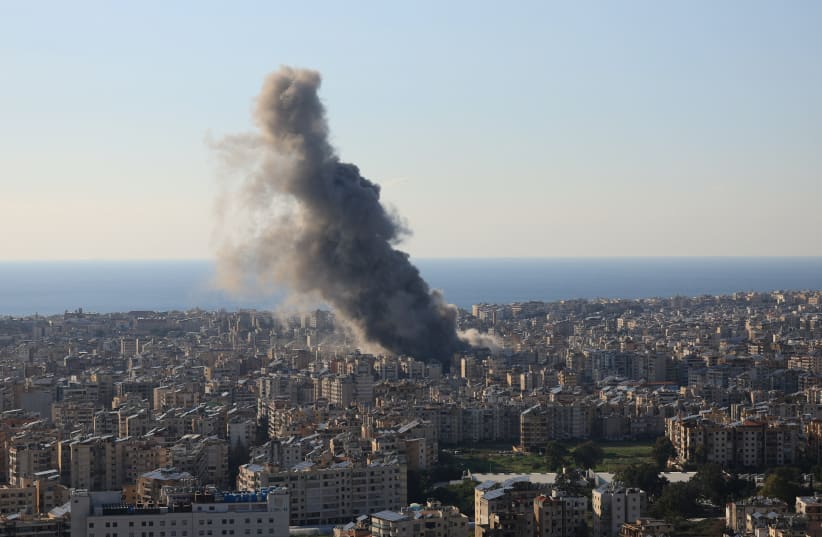 Smoke rises after an Israeli strike on Beirut's southern suburbs, following an escalation between Hezbollah and Israel amid the US-Israeli conflict with Iran, Lebanon, March 2, 2026.