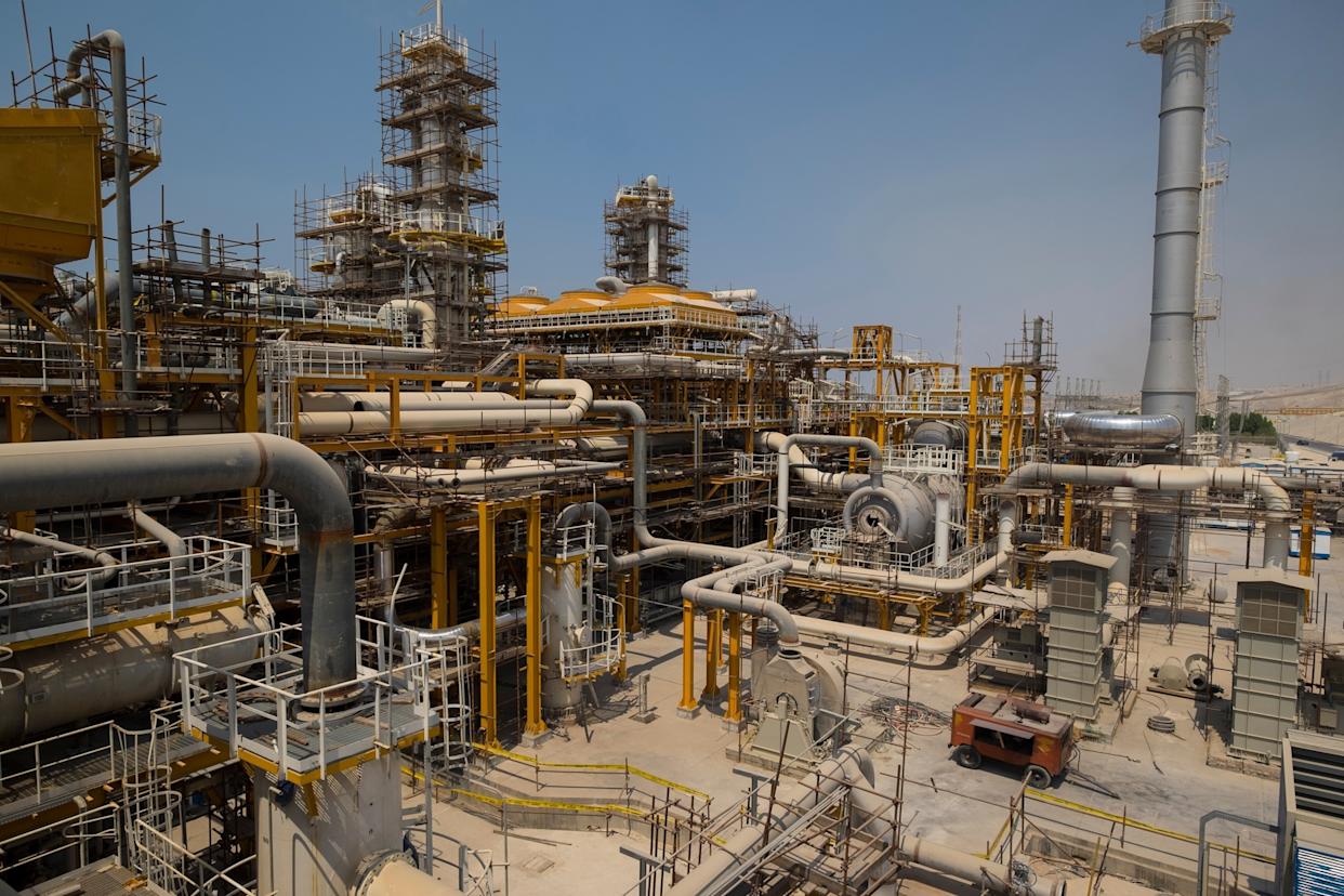 Morteza Nikoubazl/NurPhoto via Getty Images - PHOTO: A view of a part of the phase 19, currently under construction, of the South Pars gas field in Assalooyeh on Iran's Persian Gulf coast 1,400 km (870 miles) south of Tehran on August 23, 2016.