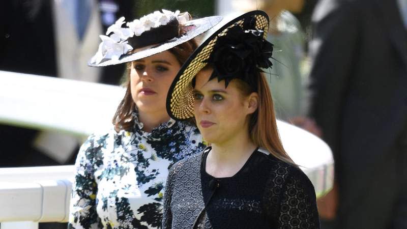 Princess Eugenie and Princess Beatrice attend Ladies Day at Royal Ascot in 2018. By: James Whatling/MEGA