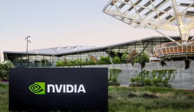 The Nvidia logo outside of Nvidia’s headquarters.