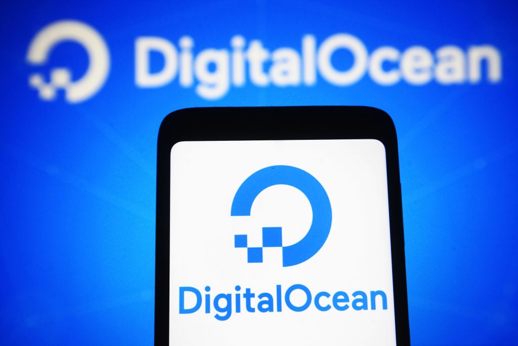 DigitalOcean logo on a smartphone.
