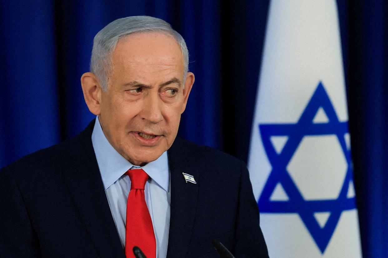 Israeli Prime Minister Benjamin Netanyahu speaks during a press conference, amid the U.S.-Israeli war with Iran, in Jerusalem, March 19, 2026.