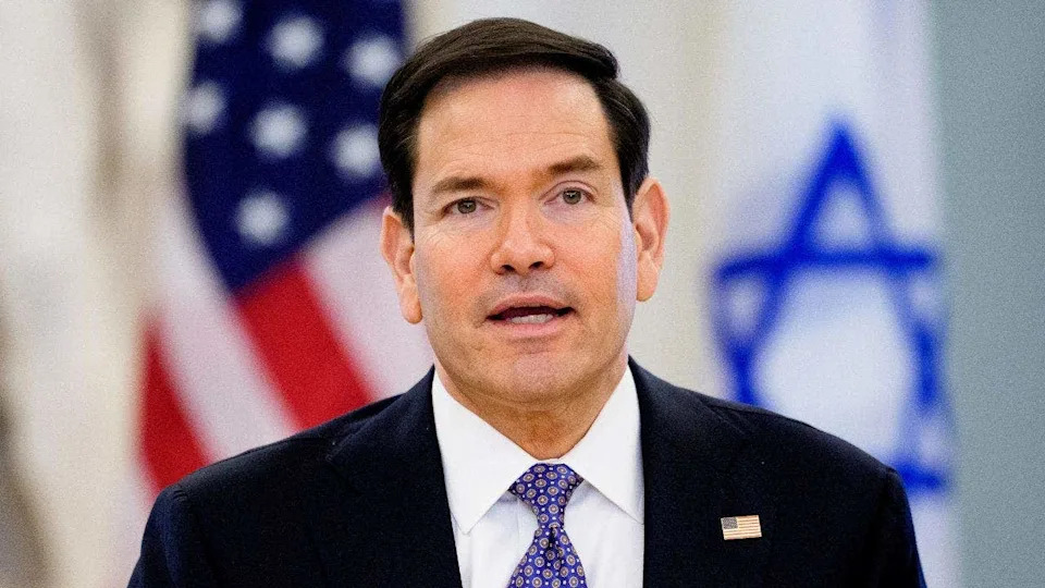 Secretary of State Marco Rubio speaking at the State Department in Washington, D.C.