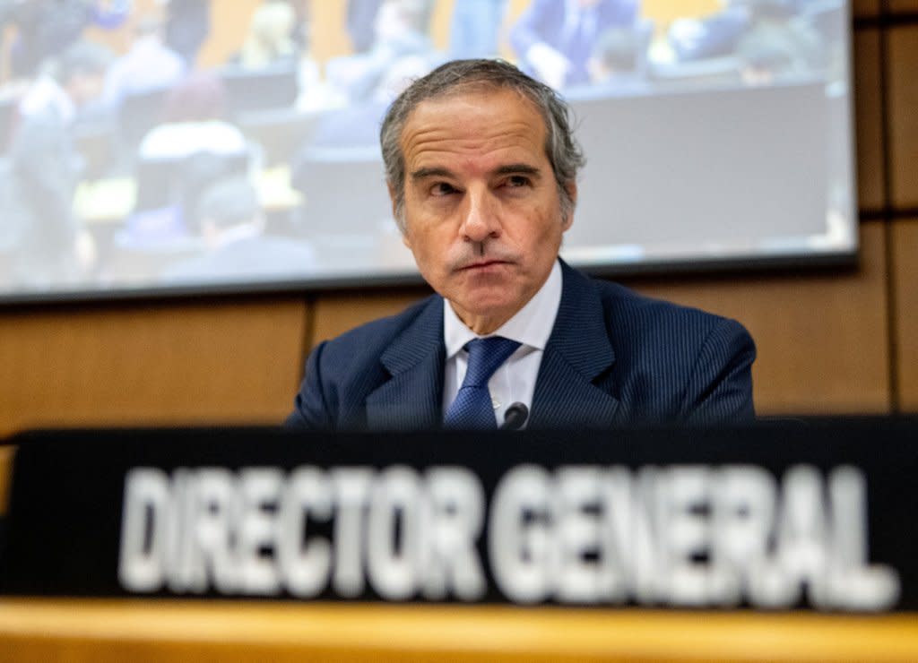 UN International Atomic Energy Agency Director General Rafael Grossi urges to keep airstrikes away from the power plant to avoid a widescale catastrophe in the Middle East. AFP via Getty Images
