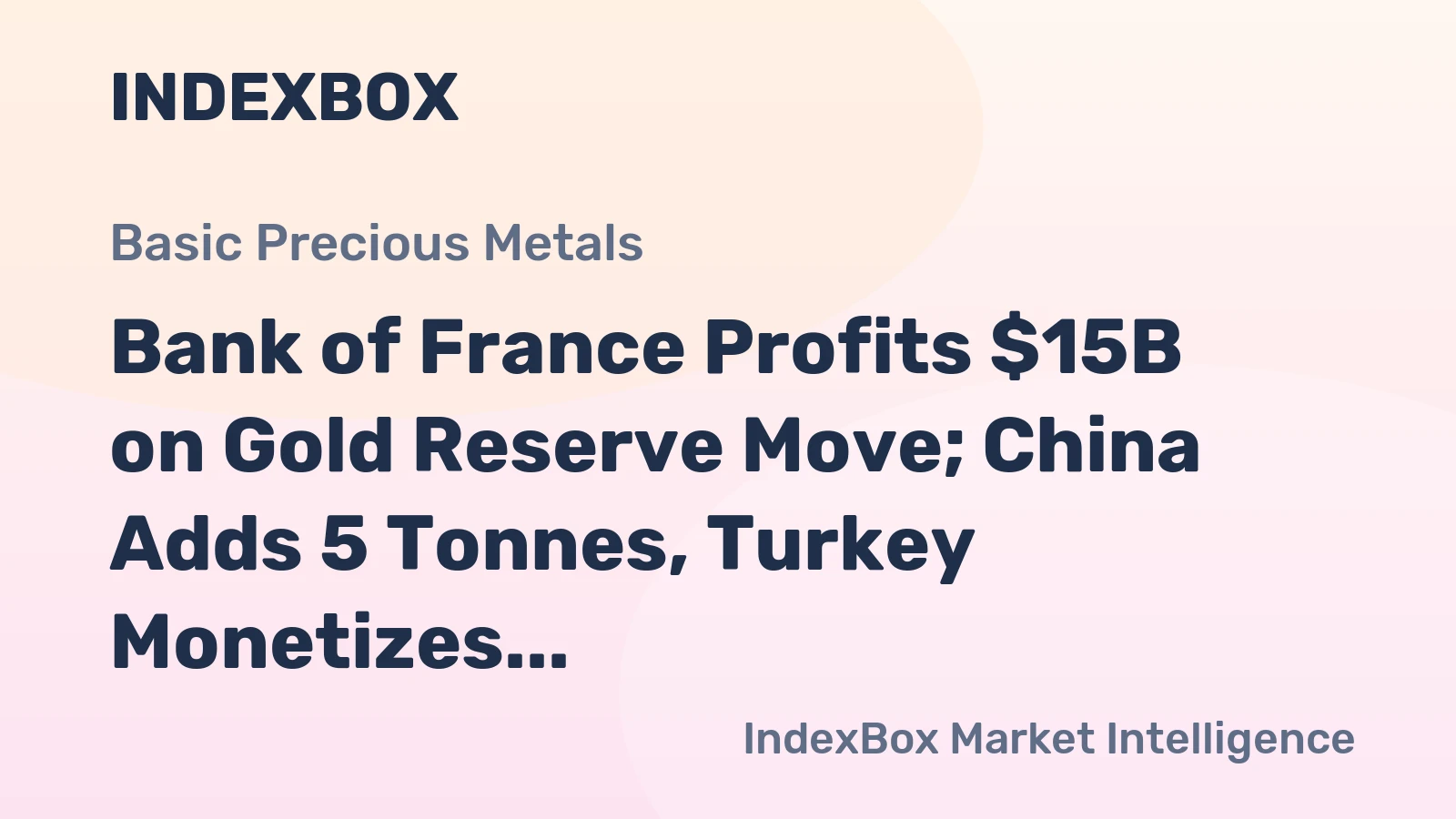 Global Gold Shifts: France Sells U.S. Gold, China and Turkey Act, Copper Outlook Rises - News and Statistics