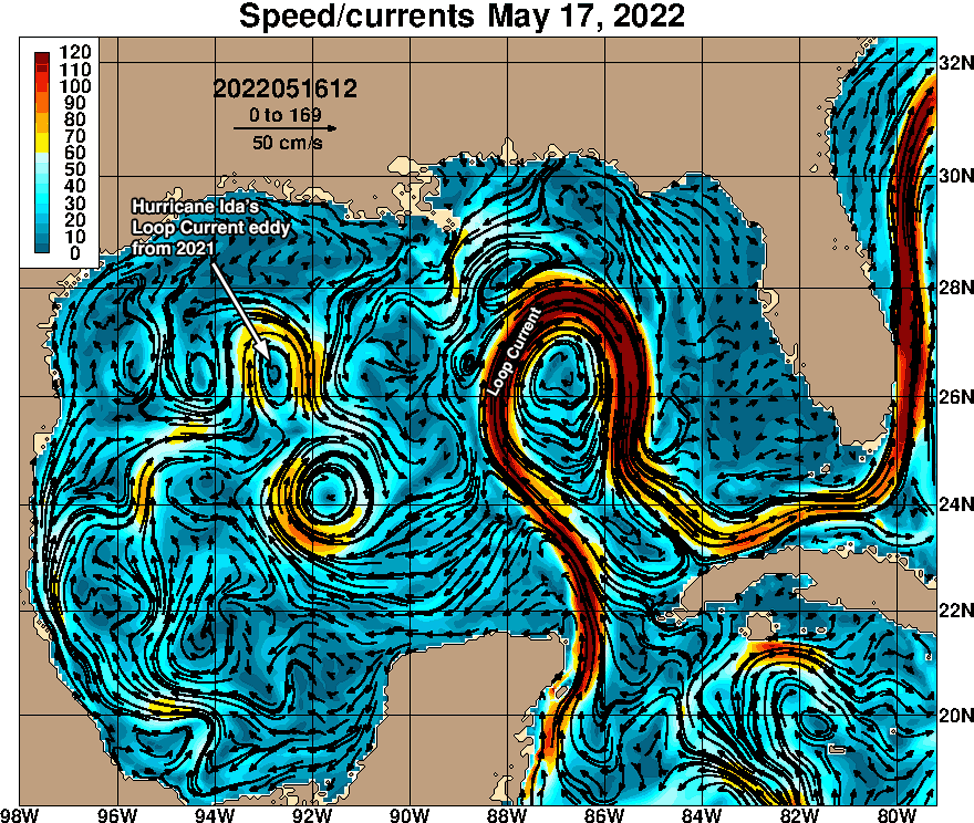 Map of Gulf of Mexico showing the Loop Current