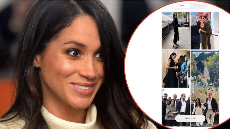 Markle promoted her designer outfits through a fashion app during official engagements.oneoff.world/meghan; MEGA